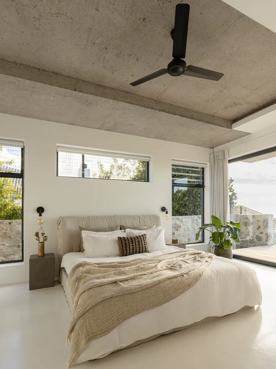 A guest room in the morning